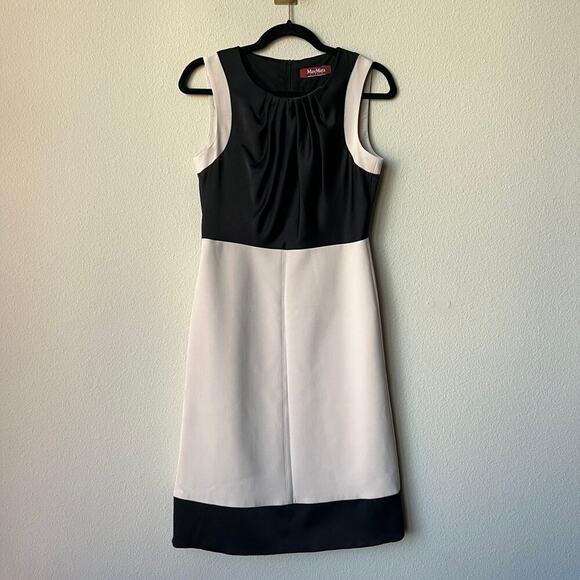 Max Mara Black Cream Colorblock Sheath Dress - Picture 2 of 4